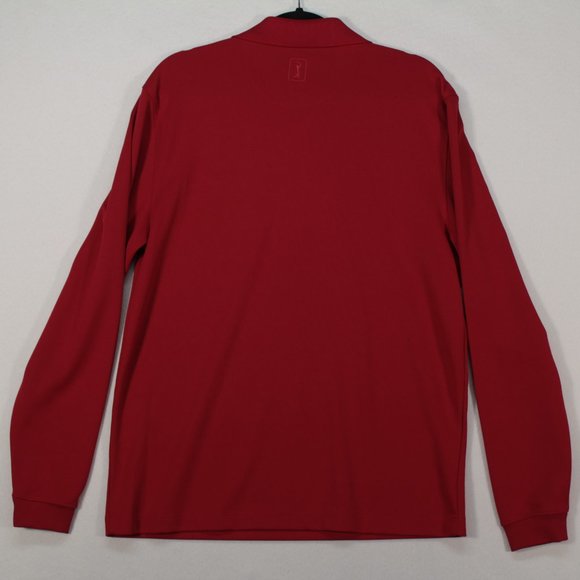 PGA Tour Shirt Men's Medium Red Long Sleeve Solid Golf Polo - Picture 8 of 10